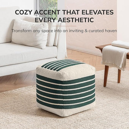 Anji Mountain 100% Handmade & Handcrafted Comfortable Home Décor Pouf Ottoman Footrest for Living Room, Bedroom, Nursery, Kidsroom, Patio Furniture - (20" x 20" x 20" - Garden Topiary)