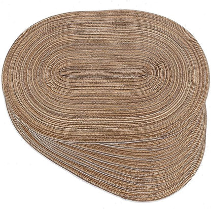 Noctiflorous Oval Braided Placemats Set of 8 Woven 12x18 Inch Non Slip Washable Heat Resistant Place Mats Round Tablemats for Dining Kitchen Party Daily Table Decor Dinner Mats (Brown, 8)