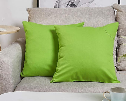 TangDepot Cotton Solid Throw Pillow Cover, 12 INCH x 12 INCH, Apple Green