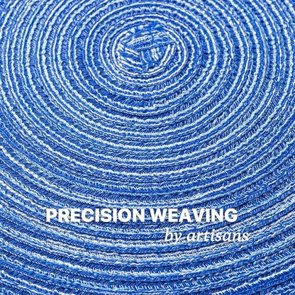Round Placemats Set of 4 Woven Placemats Washable Braided Table Mats for Dining Table Heat Resistant Non-Slip Circle Place Mats(Royal Blue)