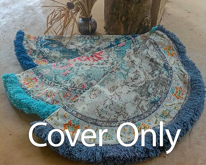 Mandala Life ART Round Cushion Cover - Cotton 26 inches - Yoga Meditation Bohemian Pillow Case - Printed Pouf