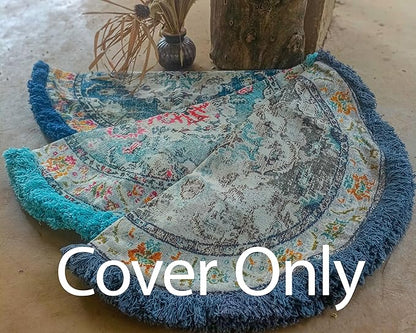 Mandala Life ART Round Cushion Cover - Cotton 26 inches - Yoga Meditation Bohemian Pillow Case - Printed Pouf