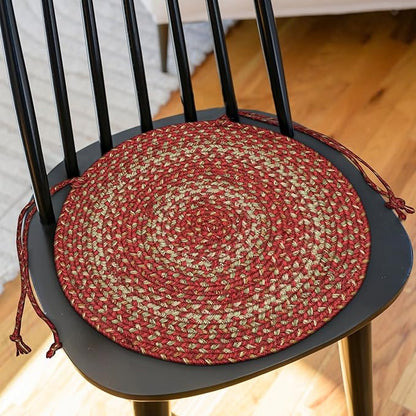 Homespice Apple Pie Jute Braided Chair Pads for Dining Chairs 15x15 Set of 2 - Durable, Naturally Comforting & Reversible