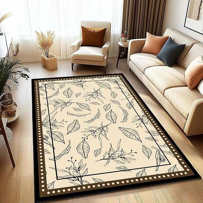 Modern Moroccan Boho Area Rug 5x6ft, Grayish White Low Pile Carpet, Non-Slip & Machine Washable Rug for Living Room, Bedroom, Dining Room, Nursery, Dorm