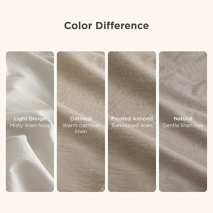 Bedsure 100% Washed Cotton Duvet Cover King Size - Frosted Almond Minimalist Cotton Duvet Cover Linen Like for All Seasons - GentleSoft™ Plain Simple Bedding (Frosted Almond, King, 104"x90")