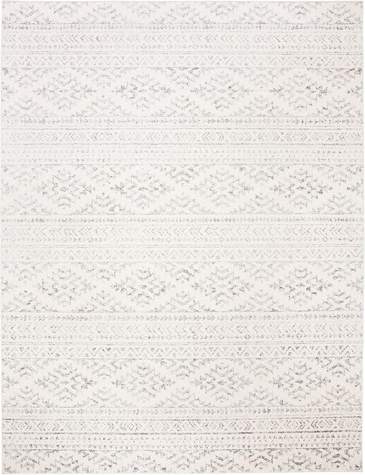 SAFAVIEH Area Rug 12x15 - Tulum Collection - Large - Ivory & Grey, Moroccan Boho Tribal Design, Non-Shedding & Easy to Clean, Ideal for Living Room, Bedroom, Dining Space (TUL272A)