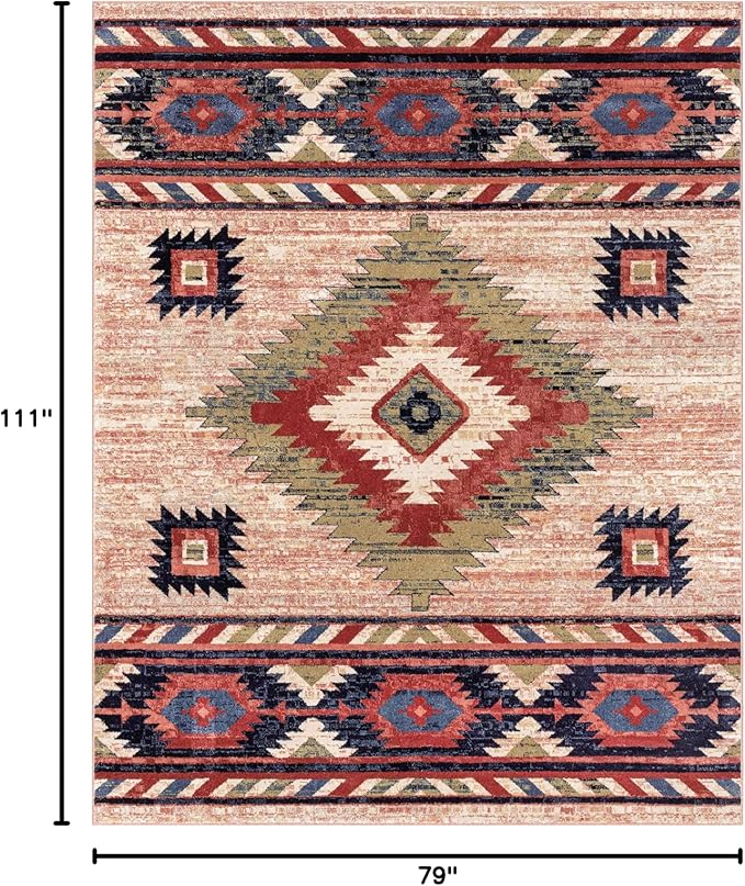Well Woven Tulsa Lea Cream Southwestern Tribal Bohemian 6'7" x 9'3" Area Rug