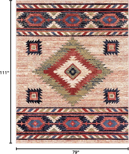 Well Woven Tulsa Lea Cream Southwestern Tribal Bohemian 6'7" x 9'3" Area Rug