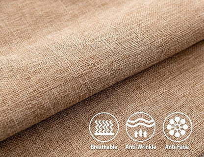 Stellhome Linen Throw Pillow Covers Square Solid Farmhouse Burlap Cushion Covers for Bed Couch Sofa Bench, 18 x 18 inch (45 cm), Natural Linen, Set of 2