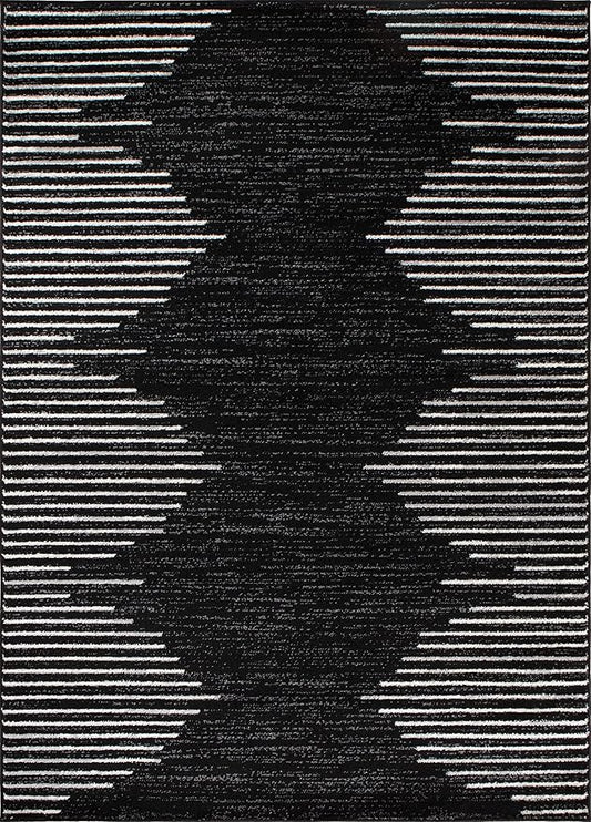 Rugshop Bohemian Stripe Stain Resistant High Traffic Living Room Kitchen Bedroom Dining Home Office Area Rug 12' x 15' Black