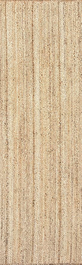 nuLOOM 2x12 Rigo Jute Hand Woven Area Rug, Natural, Solid Farmhouse Design, Natural Fiber, For Bedroom, Living Room, Dining Room, Hallway, Office, Kitchen, Entryway