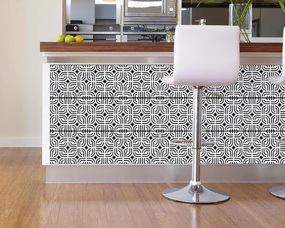 FLFK Wallpaper Border - Black and White Peel and Stick Wall Borders Decal Trim Geometric Pattern 10" x 240"