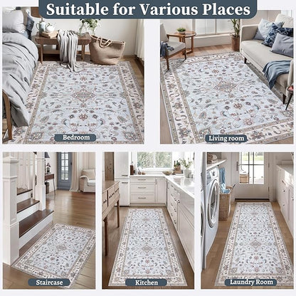 Tangsoo 2x3 Small Rug for Entryway, Washable Area Entry Rugs Non Slip, Low Pile Soft Area Rugs, Indoor Front Door Boho Throw Rug Carpet for Entrance Kitchen Bedroom Bathroom Home Decor