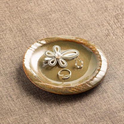 Ceramic Jewelry Tray Decorative Ring Holder and Trinket Dish for Women Wedding Engagement Birthday Gift for Her Jewelry Vanity Tray (brown)