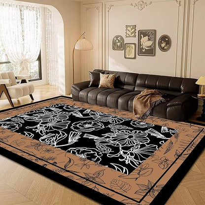 Vintage Boho Area Rug 2x3ft, Floral Print Non-Slip Low Pile Carpet, Machine Washable Indoor Rug for Living Room, Bedroom, Dining Room, Nursery & Dorm