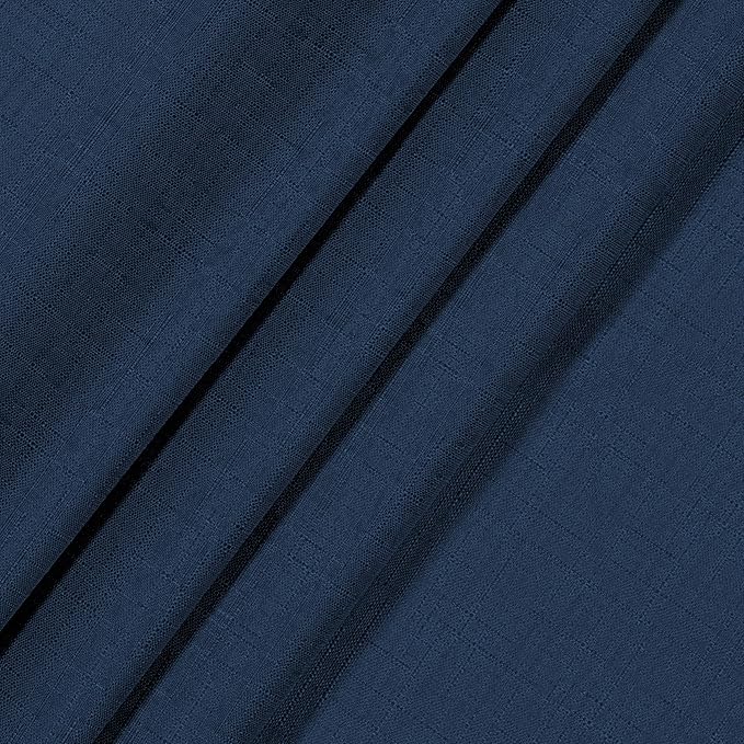 Eclipse Kendall Solid Textured Blackout Thermal Insulated Lining Grommet Window Curtain for Bedroom (1 Panel), 42 in x 84 in, Denim