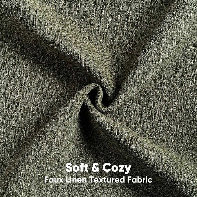 FUTEI Moss Green Chenille Decorative Throw Pillow Covers 22x22 Inch Set of 2,Soft Cozy Faux Linen Textured Cushion Case,Farmhouse Home Decor for Couch Living Room
