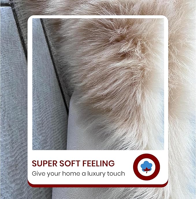 LAMBZY Faux Sheepskin Super Soft Hypoallergenic Silky Shag Rug for Living Room, Kids Room, Sofa (Quarto 4 Pelts 4'x6', Beige)