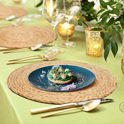 Lightnpro Natural Jute Placemat Perfect for Thanksgiving, Christmas,Fall, New Year, Handmade Placemat Set of 4- Beautiful Complement to Your Dinner Table Décor - 13 Inch