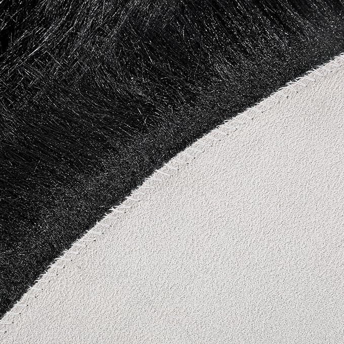 Faux Fur Rug Sheepskin Shag Fluffy Fuzzy Black 2x6 ft Runner Rugs for Bedroom Bedside Bed Floor Living Room Plush High-Density Cushion Carpet Super Sofa Cover