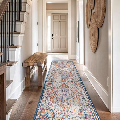 Rugshop Vintage Distressed Bohemian Area Rug for Living Room,Bedroom,Hallway Kitchen Entryway – Vibrant Multi-Color Tribal Design, 2'7" x 10'