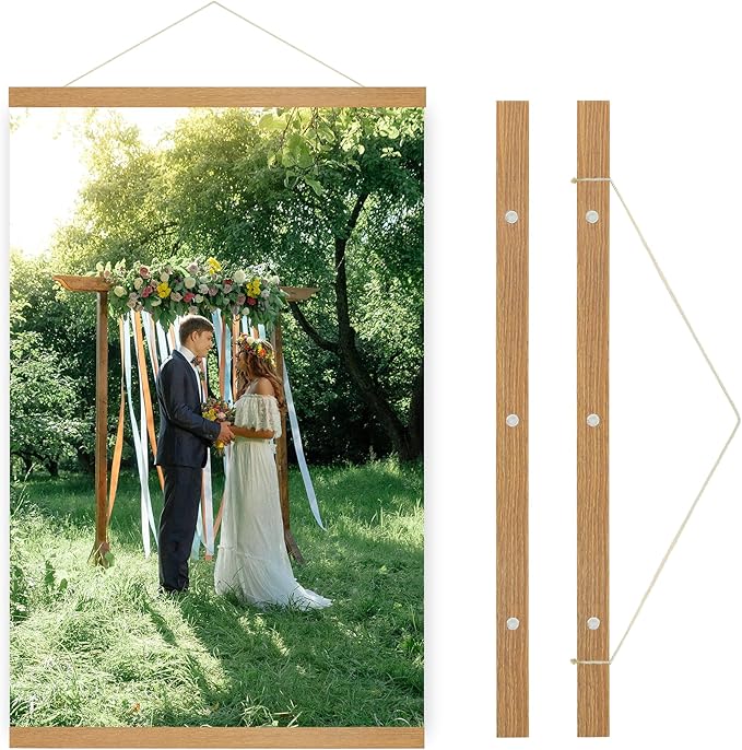 SZDHHH Custom Photo Prints with Magnetic Hanger Frame Canvas Poster Prints With Your Photos Personalized Hanging Poster Pictures Wall Art Decor Framed for Home Decor Gifts Keepsakes (12" Lx08 W)