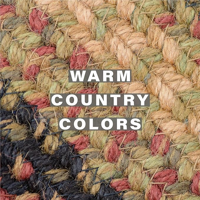 Homespice Highland Jute Braided Stair Treads for Wooden Steps, Country Cabin Decor, Set of 13, Multicolor 8x28 Rectangle Rug for Stairs - Easy to Clean, Tightly Stitched and Durable