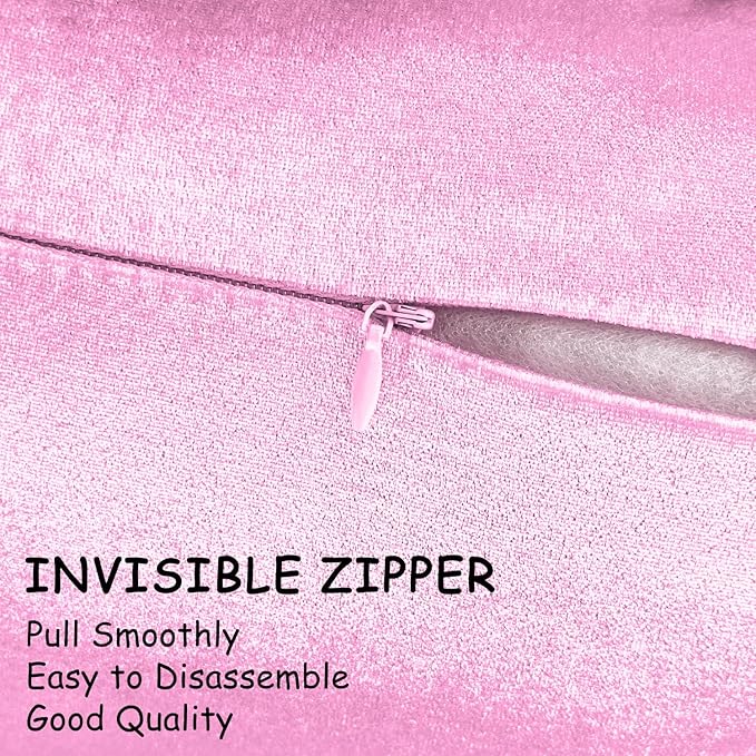 2 Pack 18x18 Pillow Cover Velvet Pillow Covers, Square Throw Pillow Covers for Living Room Decorations Throw Pillow Case, Throw Pillow Cover Cushion Cover for Sofa Bedroom Car, Pink Velvet