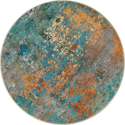 Lahome Modern Abstract 6ft Round Rug - Colorful Living Room Rug Soft 6x6 Circle Rugs for Dining Room Bedroom Non Slip, Contemporary Indoor Floor Carpet for Nursery Coffee Table Home Office Decor