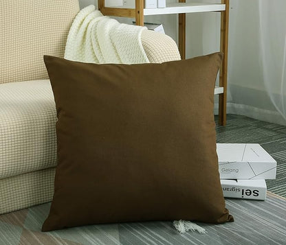 TangDepot Cotton Solid Throw Pillow Covers, 18" x 18" , Coffee, 1 Count (Pack of 1)
