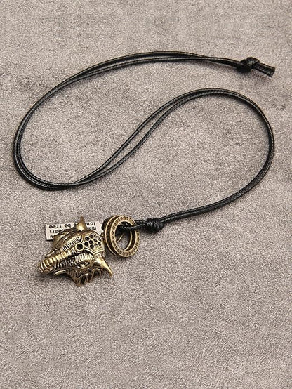 Leather Necklace for Women Boho Choker Necklace Long Cord Leather Pendant Bohemian Neckalce Vintage Alloy Pendant Leather Rope Necklace Wooden Necklaces for Women
