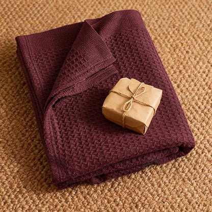 Bedsure Gentlesoft 100% Cotton Blanket King Size for Bed - Breathable and Soft, Thick Cozy Waffle Weave Christmas Blanket Gift for Women, Burgundy, 104x90 inches