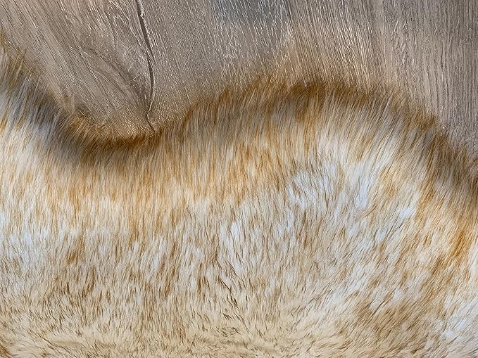 LAMBZY Faux Sheepskin Super Soft Hypoallergenic Silky Shag Rug for Living Room, Kids Room, Sofa (Duo Decto 12 Pelts 6'x12', White/Brown Tips)