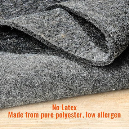 VEVOR Rug Pad Without Slip Resistance, Protective Cushioning Carpet Pad, 8' x 10', 1/4" Thick, 100% Pure Polyester Felt, 7-8㎡ Premium Comfort Underfoot Carpet Padding Rug Cushion for All Floors, Gray