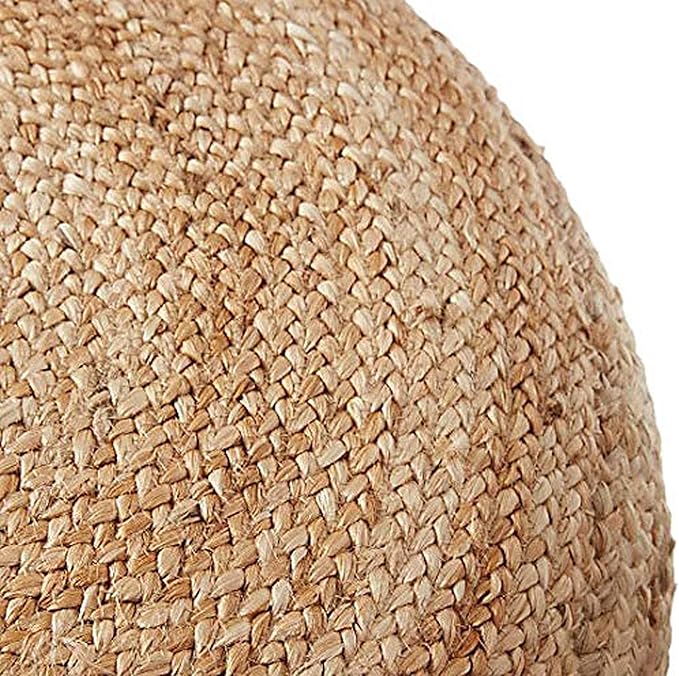 100% Natural Jute Pouf Handmade Braided Ottoman - Farmhouse Rustic Accent Furniture - Footrest Round Bean Bag - for Living Room Bedroom Kids Room (Natural, 16" x 16" x 18")