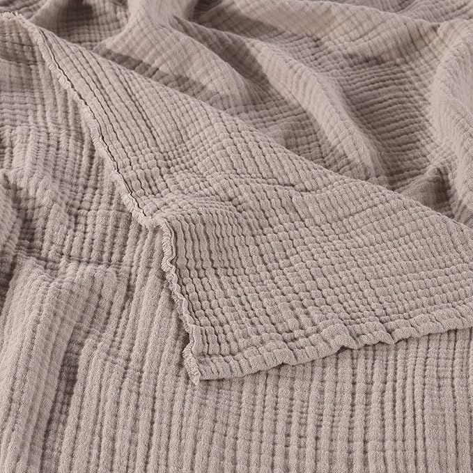 Muslin Blanket - Pure 100% Turkish Cotton Airy Soft Light Versatile Gauze Throw Blanket for Bed, Couch, Sofa (Taupe, Throw Size (50" x 66" inch))