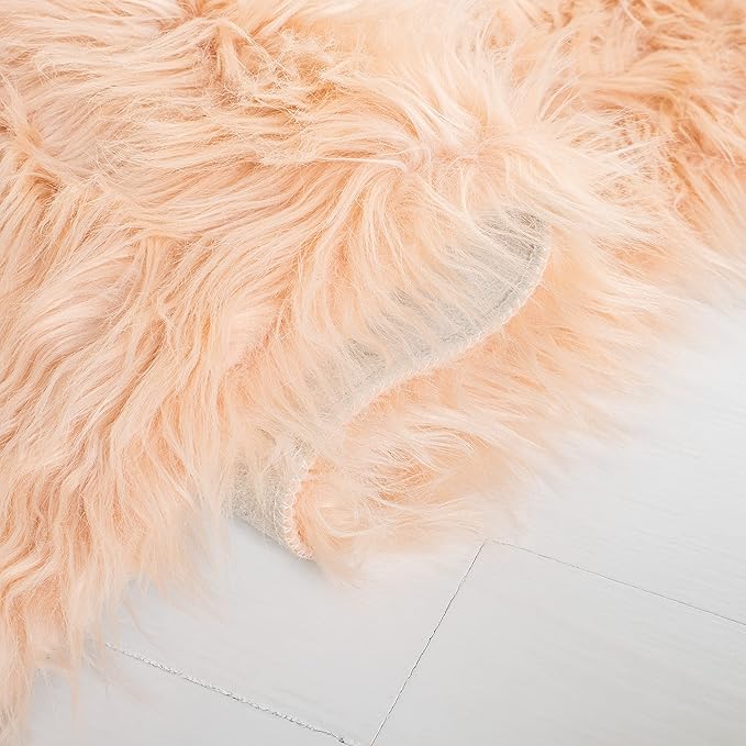 SAFAVIEH Faux Sheep Skin Collection 2' x 3' Light Pink FSS235U Silken Glam 2.35-inch Thick Accent Rug