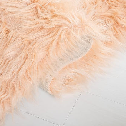 SAFAVIEH Faux Sheep Skin Collection 2' x 3' Light Pink FSS235U Silken Glam 2.35-inch Thick Accent Rug