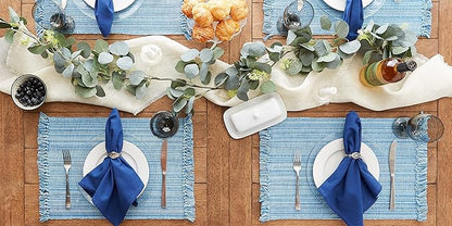 DII Variegated Tabletop Collection, Placemat Set3x19, Light Blue, 6 Piece