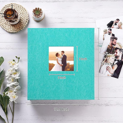 potricher Photo Album 4x6 600 Photos Leather Cover Large Capacity Picture Albums with 600 Horizontal and Vertical Pockets for Family Wedding Anniversary and Baby (Teal)