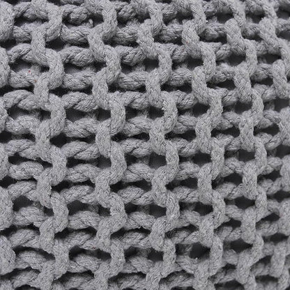 REDEARTH · Round Boho Pouf Ottoman - Cable Knitted Cord Boho Pouffe - Stuffed Poof Accent Beanbag Footrest for Living Room - Nursery - Bedroom - Covered Patio - Study Nook (19.5"x19.5"x14") - Gray