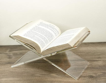 Red Co. Transparent Clear Acrylic Book Holder 2 Piece Reading Stand for Open and Closed Books, Magazines, Textbooks 6" x 11" x 6"