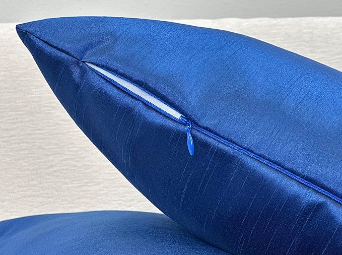 Aiking Home 12x24 Inches Faux Silk Rectangular Throw Pillow Cover, Zipper Closure, Royal (Set of 2)