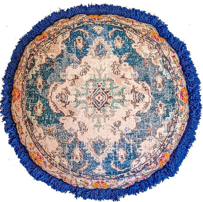 Mandala Life ART Round Cushion Cover - Cotton 26 inches - Yoga Meditation Bohemian Pillow Case - Printed Pouf