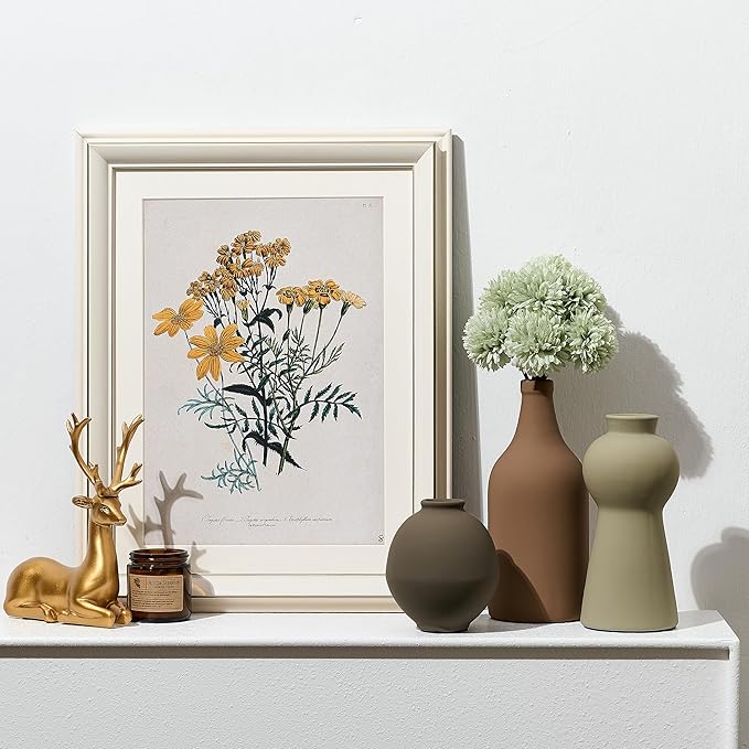 Ceramic Vase Set of 3, Nordic Minimalist Multicolor Vases Home Decor, Rustic Farmhouse Decor Pottery Vases for Bouquet Pampas Grass Dried Fresh Flowers, Living Room, Entryway Mantel, Kitchen, Bedroom