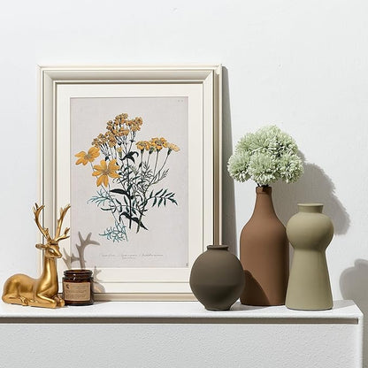 Ceramic Vase Set of 3, Nordic Minimalist Multicolor Vases Home Decor, Rustic Farmhouse Decor Pottery Vases for Bouquet Pampas Grass Dried Fresh Flowers, Living Room, Entryway Mantel, Kitchen, Bedroom