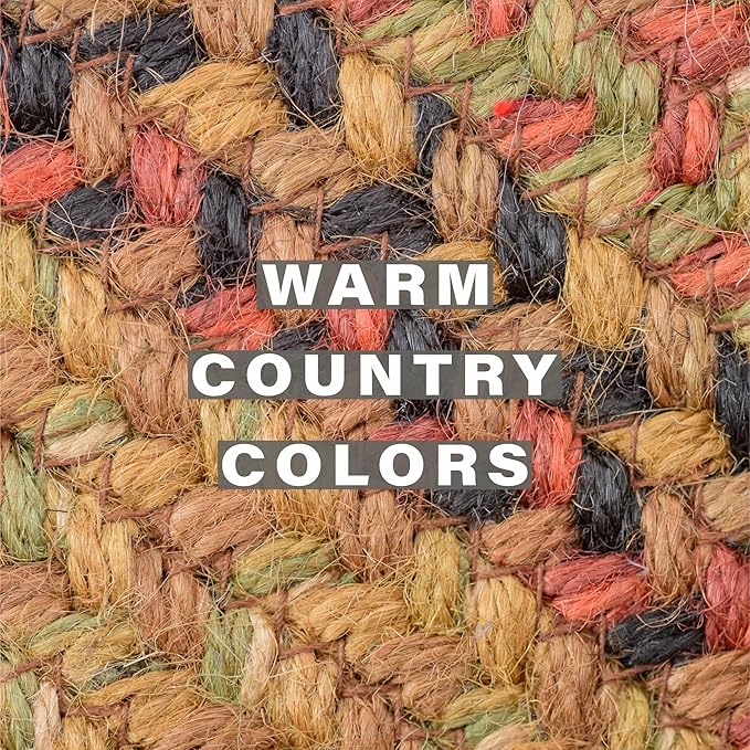 Homespice Gingerbread Jute Braided Oval Placemats, Warm Country Decor, Set of 6, 13x19 Brown Table Mats - Vibrant Colors, Durable, Easy to Clean and Protects Furniture