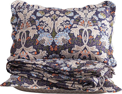 HoneiLife Quilt Set King Size - Microfiber Bedspread 3-Piece,Reversible Coverlet Lightweight Bedcover King Quilt Bedding Sets-Navy