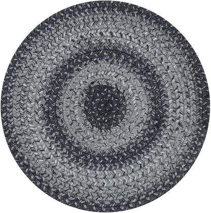Homespice Flint Hill Round Braided Placemats, Warm Primitive Decor, Set of 2, 15", Grey Jute Table Mats - Vibrant Colors, Durable, Easy to Clean and Protects Furniture