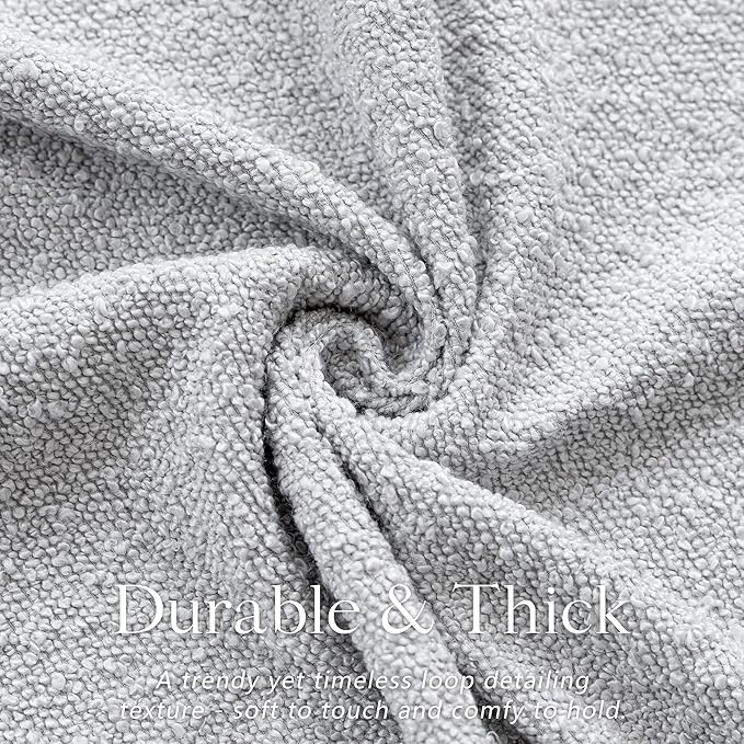 Foindtower Decorative Boucle Throw Pillow Covers Accent Solid Pillow Cases Cozy Soft Textured Couch Cushion Case for Chair Sofa Bedroom Living Room Home Decor 22 x 22 Inch,Light Grey